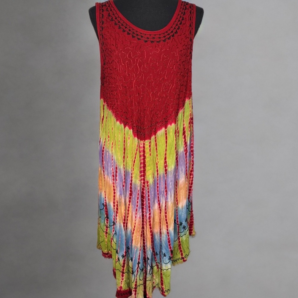 Women's Rima Short Sleeve Umbrella Summer Dress Casual Tie Dye Chic‎ Sundress